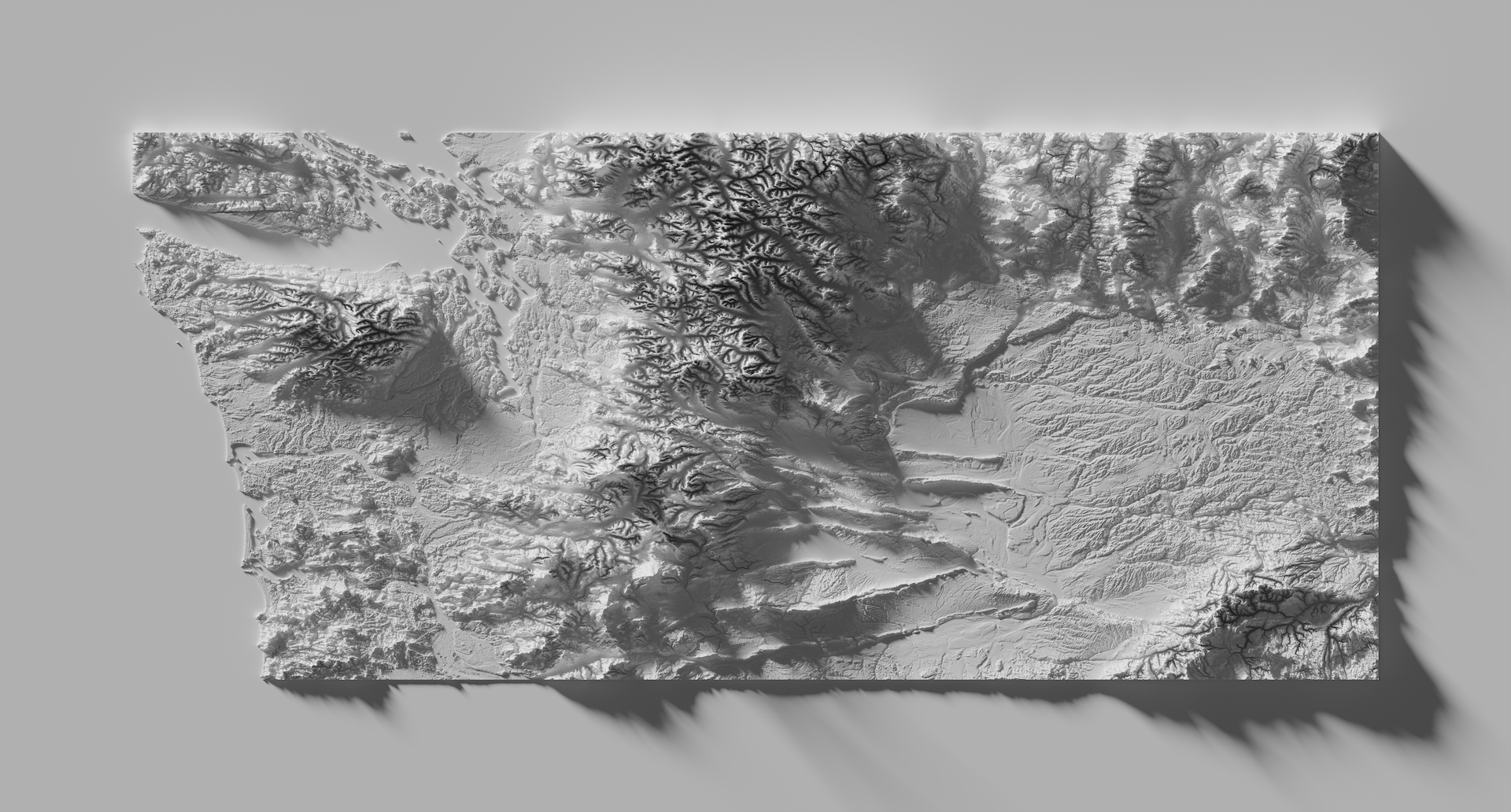 Rendered relief map of WA